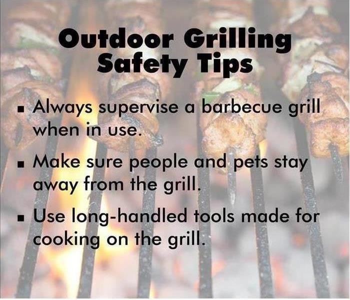 Image of grill with safety tips listed.